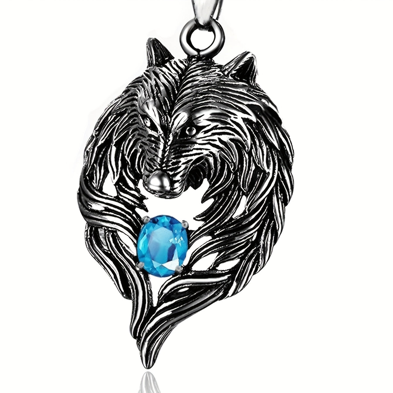 Wolf Head Necklace - Cubic Zirconia, Gothic Hip Hop, Zinc Alloy, Vintage, Daily & Gift
