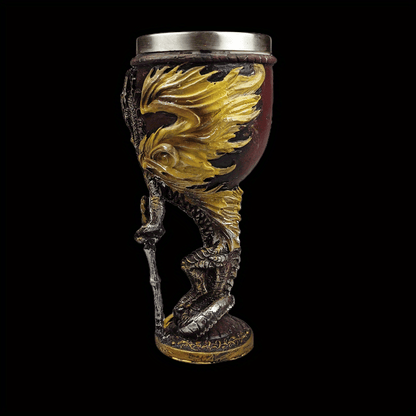 Medieval Dragon & Sword Wine Cup - 7oz, Insulated Stainless Steel, Gothic, Holiday Gift
