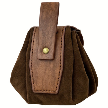 HiiFeuer Medieval Embossed Belt Bag - Faux Leather, Viking, LARP, Coin & Dice Pouch