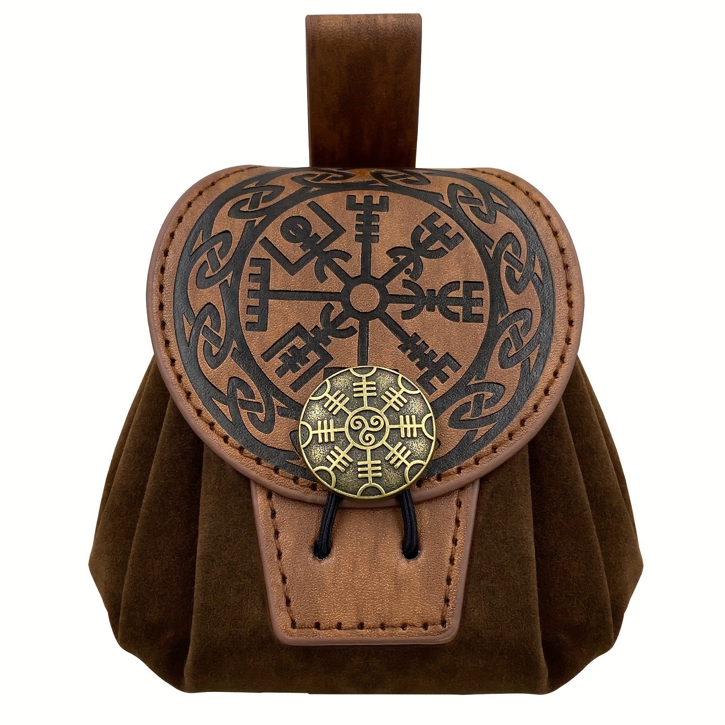 HiiFeuer Medieval Embossed Belt Bag - Faux Leather, Viking, LARP, Coin & Dice Pouch