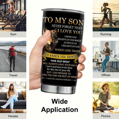 Wolf Pattern Tumbler - 20oz Insulated Stainless Steel, BPA-Free, Hot & Cold, Lid Included