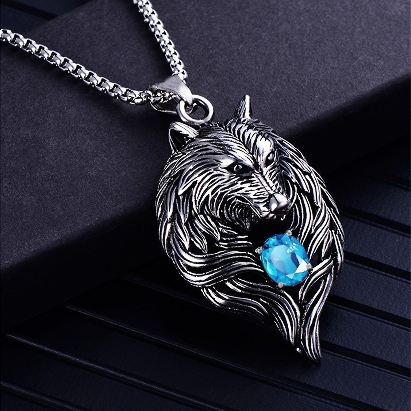 Wolf Head Necklace - Cubic Zirconia, Gothic Hip Hop, Zinc Alloy, Vintage, Daily & Gift