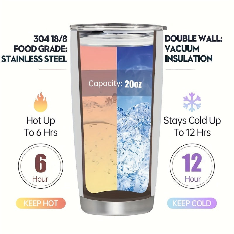 Wolf Pattern Tumbler - 20oz Insulated Stainless Steel, BPA-Free, Hot & Cold, Lid Included