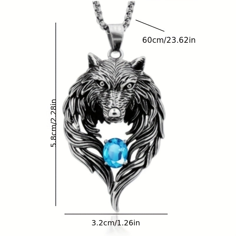 Wolf Head Necklace - Cubic Zirconia, Gothic Hip Hop, Zinc Alloy, Vintage, Daily & Gift