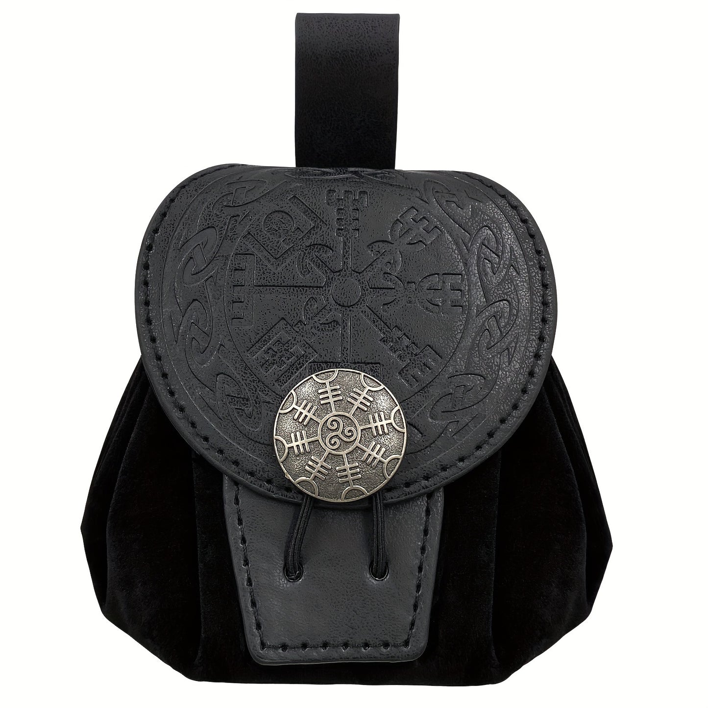 HiiFeuer Medieval Embossed Belt Bag - Faux Leather, Viking, LARP, Coin & Dice Pouch