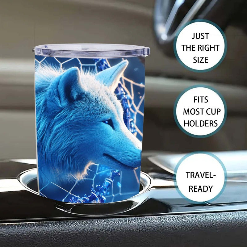 Mystic Guardian Wolf & Dreamcatcher Tumbler - 20oz, Double-Wall Insulated, Travel Mug, Gift