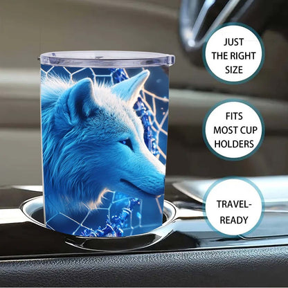 Mystic Guardian Wolf & Dreamcatcher Tumbler - 20oz, Double-Wall Insulated, Travel Mug, Gift