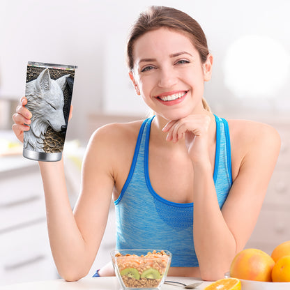 Wolf Design Tumbler - 20oz, Insulated Stainless Steel, Lid Included, Valentine's Gift