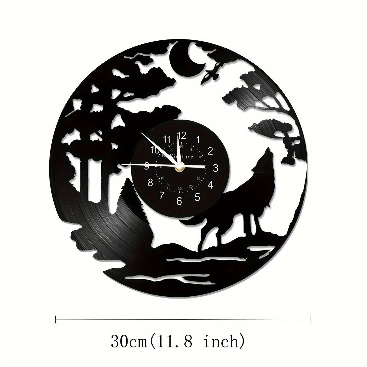 Silent Wolf Vinyl Record Wall Clock - Luminous, Home Decor, Gift