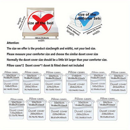 Wolf Blue Rose Duvet Cover Set - 3pcs, Soft, Breathable, All-Season, Bedroom Decor