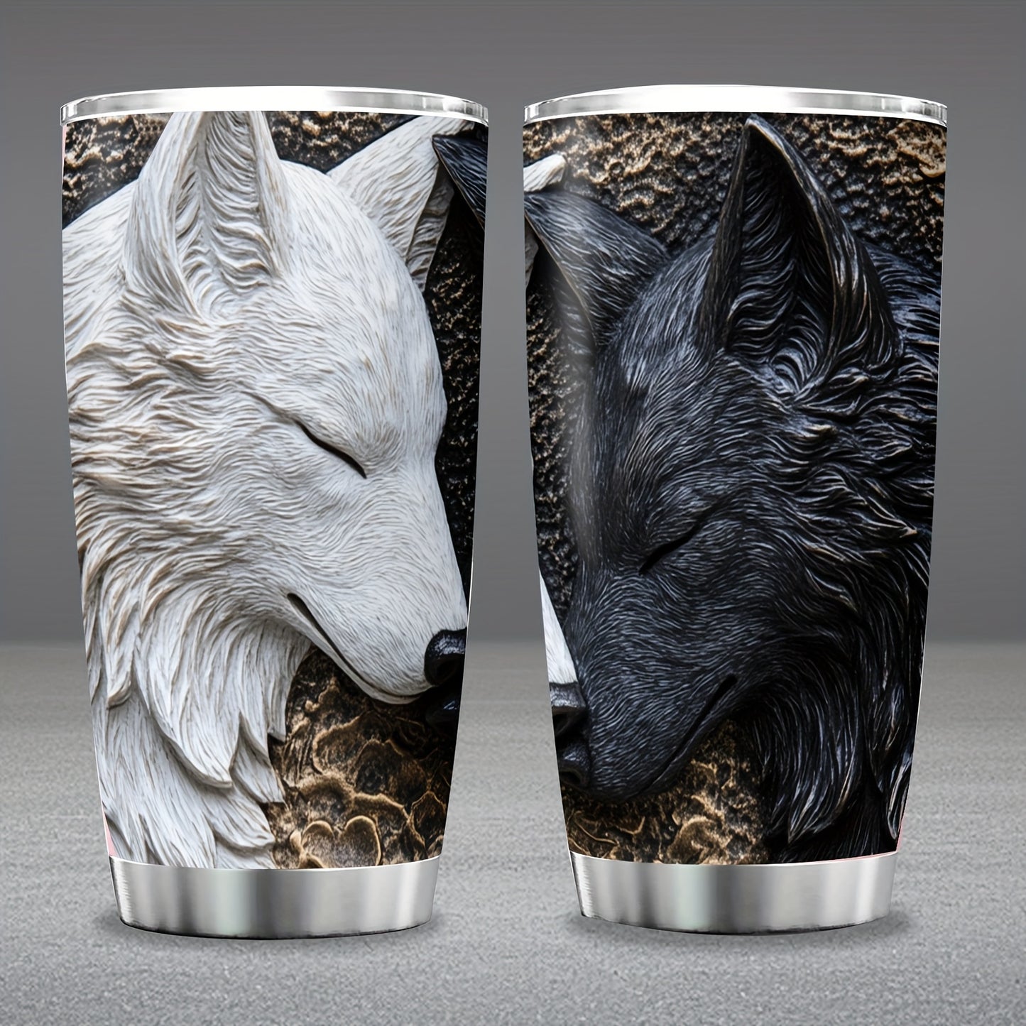 Wolf Design Tumbler - 20oz, Insulated Stainless Steel, Lid Included, Valentine's Gift